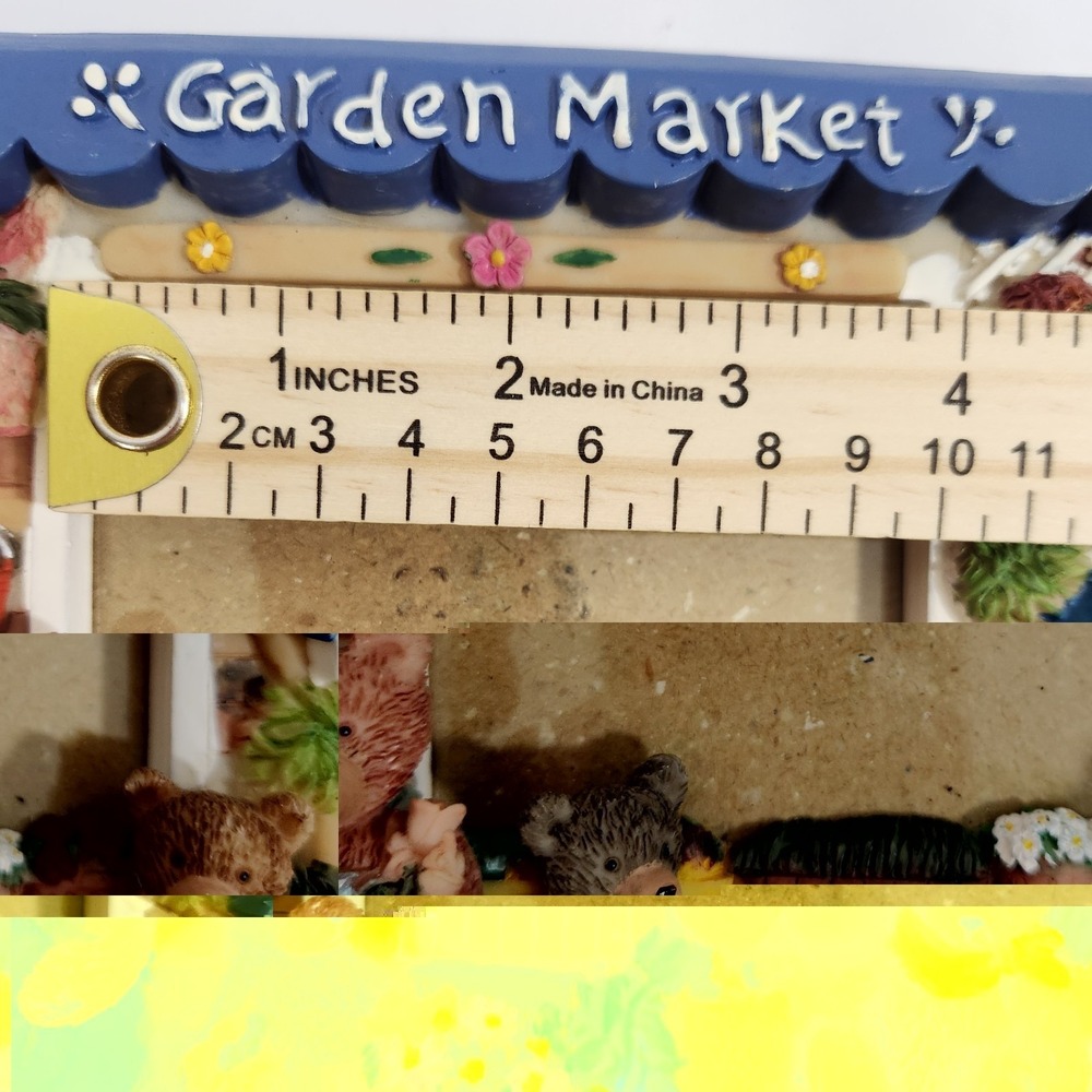 Vintage Garden Market Teddy Bears Resin Picture Frame Floral Cottagecore Flowers - Picture 5 of 9